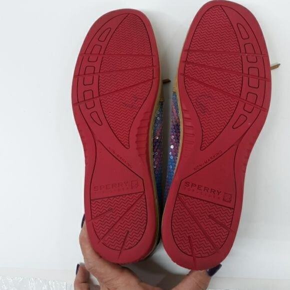 Sperry Top Sider Angelfish Pink Purple Plaid Sequins‎ Women's Size 8.5 - Picture 9 of 9